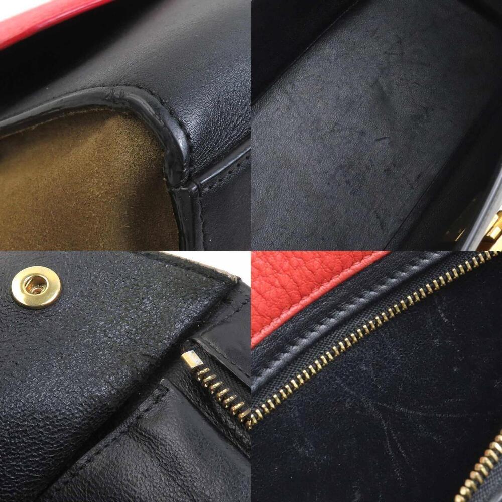 Celine Trapeze Shoulder Bag Leather Suede Red Black Khaki - Picture 3 of 4